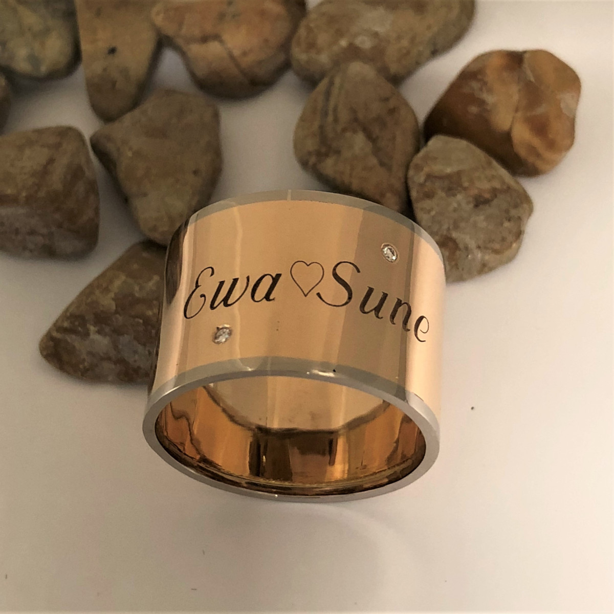 Namnring, tvåfärgad ring, bred ring